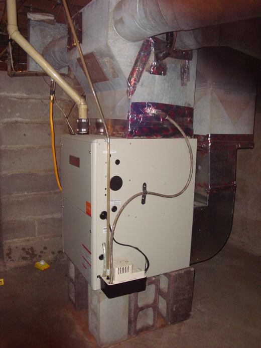 Elevated utility in a basement.