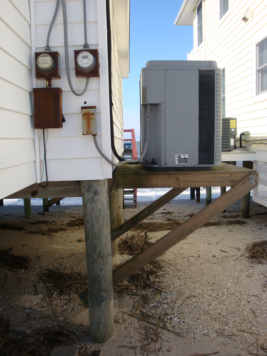 Elevated utility on the exterior of a home.
