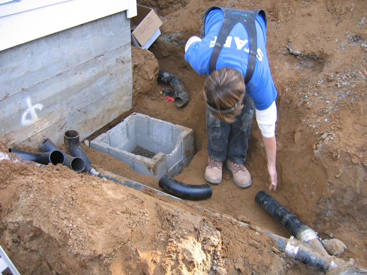 The output of the "French Drain" for a habitat for humanity house.